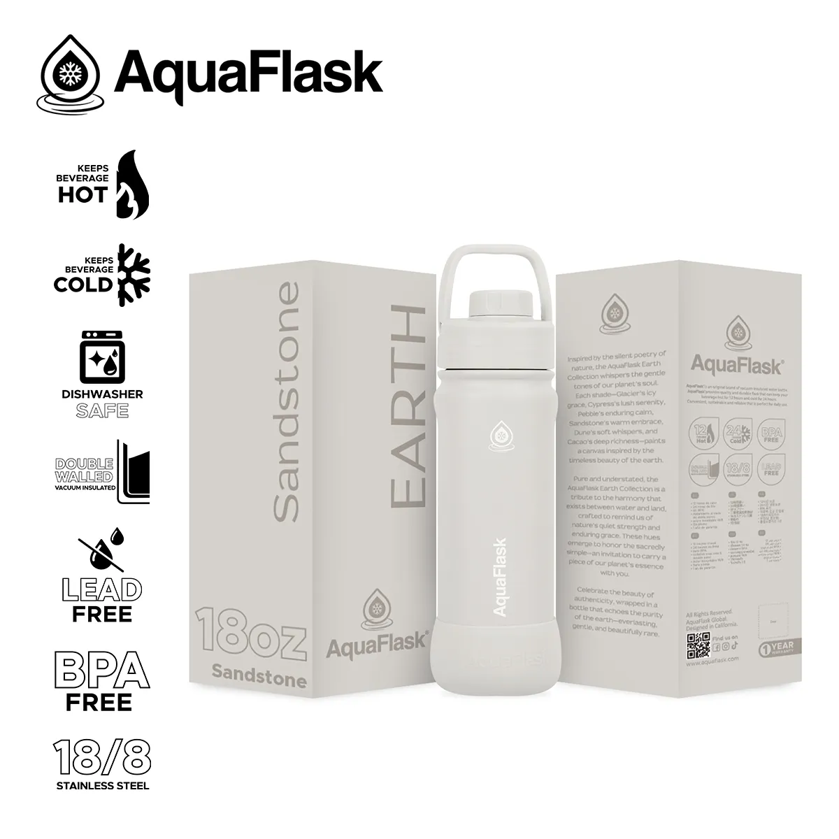 18oz New Regular Earth_Sandstone_1 AquaFlask Termolahev Kulacs