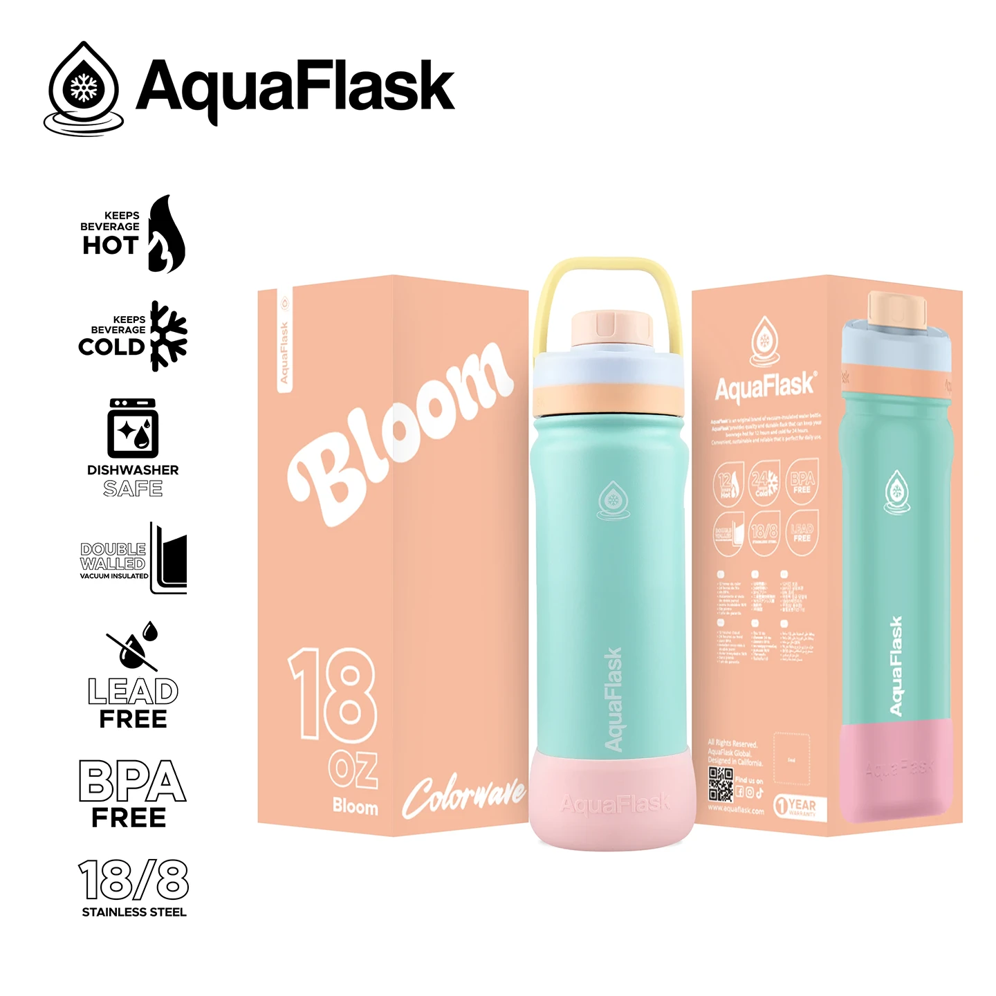 Bloom 18oz 4 AquaFlask Thermo Bottle